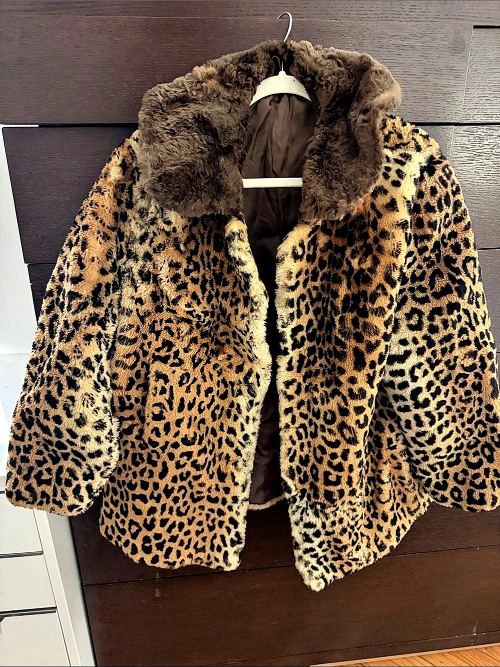 Vintage Leopard Print Faux Fur Jacket